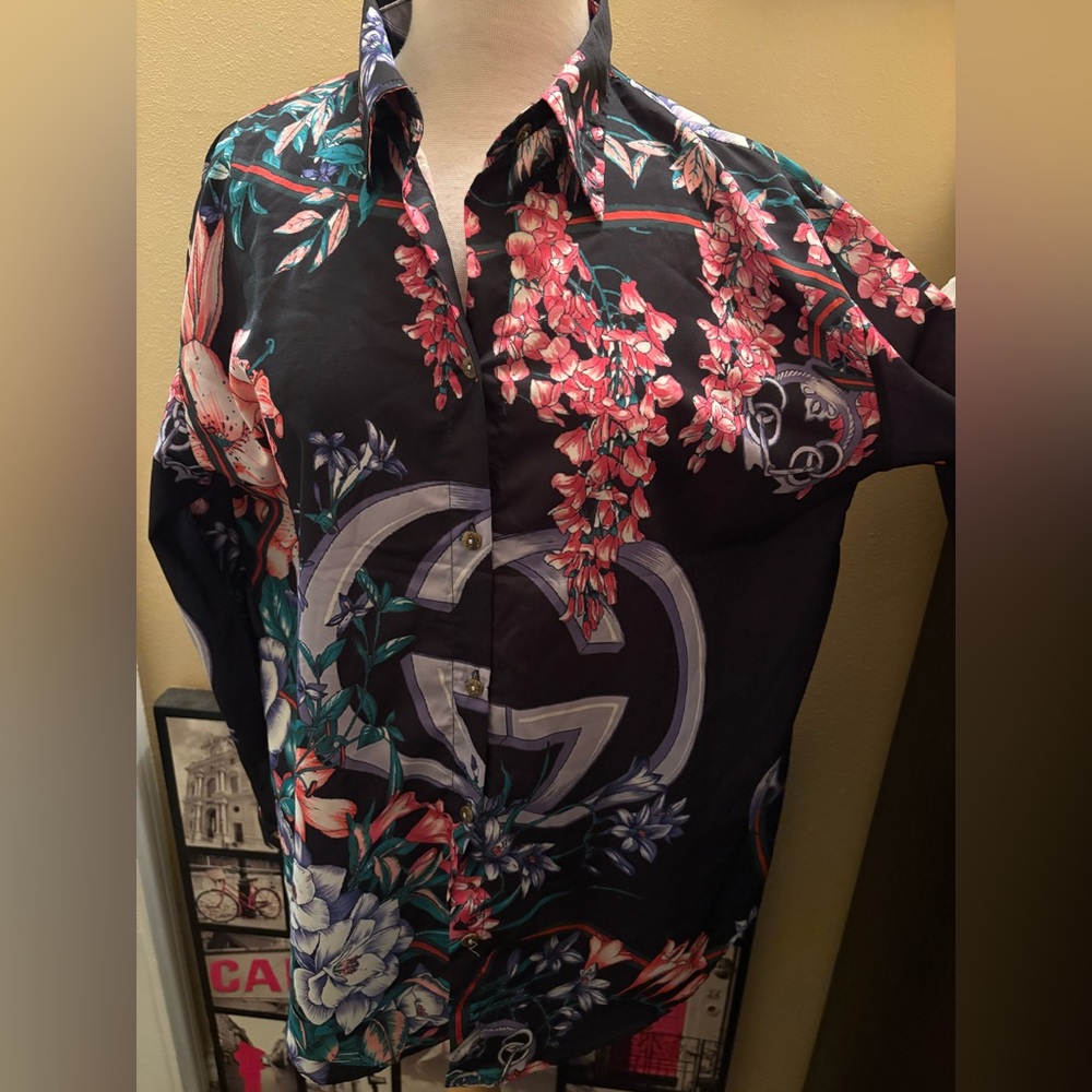 Fashion Floral Black Shirt